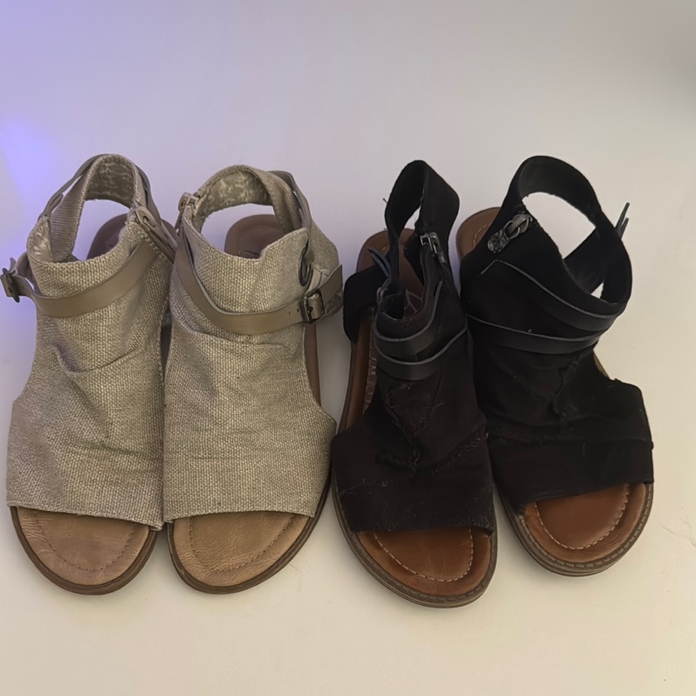 Blowfish Black and Cream Sandals with Ankle Straps